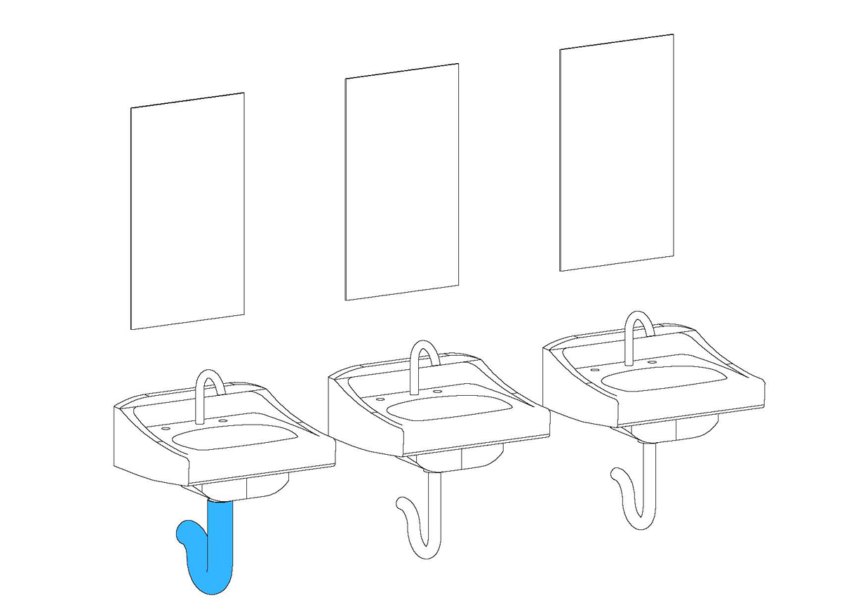 An accessible sink has a maximum rim height of 34 inches above the floor and must provide adequate knee and toe clearance for a forward approach by someone using a wheelchair.