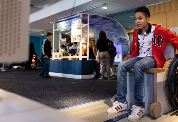 boy in wheelchair simulator